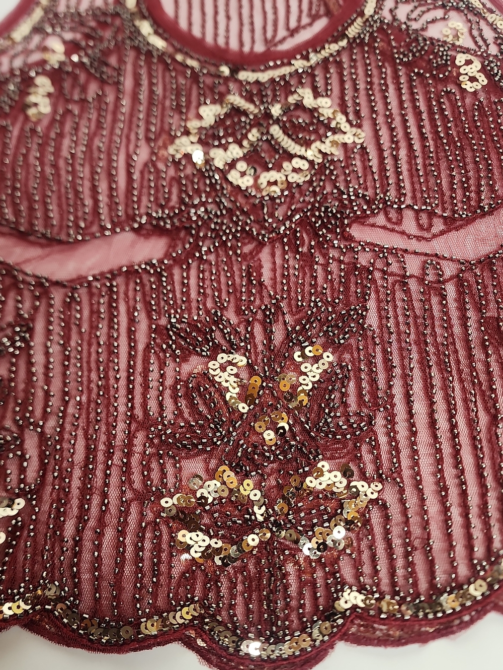 LOVECULTURE Size S Burgundy Sequin Stunning Beautiful Mesh Racerback Camisole - Picture 2 of 10